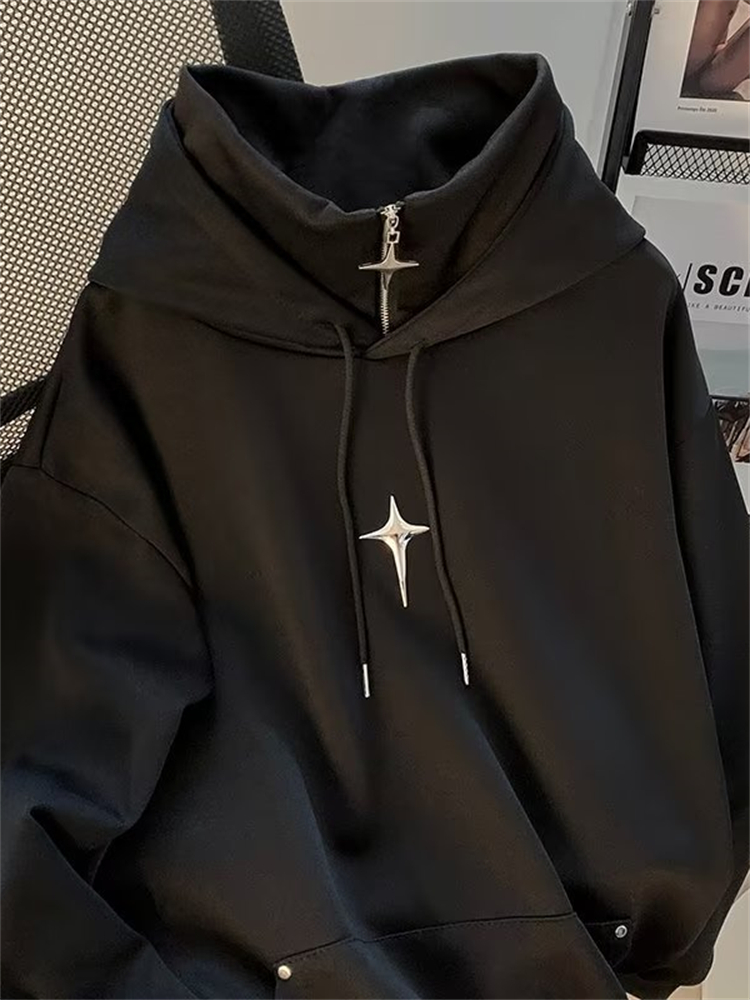 Streetwear Brand Hoodies - Herbst Winter Rollkragen-Hoodie Herren Lässiger Trendiger