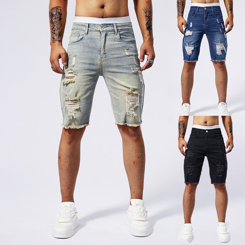 Streetwear Brand Pants - 2025 sommer Neue männer Zerrissene Denim