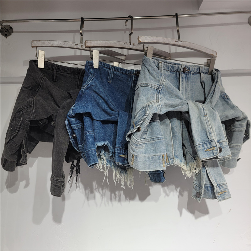 Streetwear Brand Pants - Denim-Shorts für Damen, Vintage-Waschung, A-Linie, schmal
