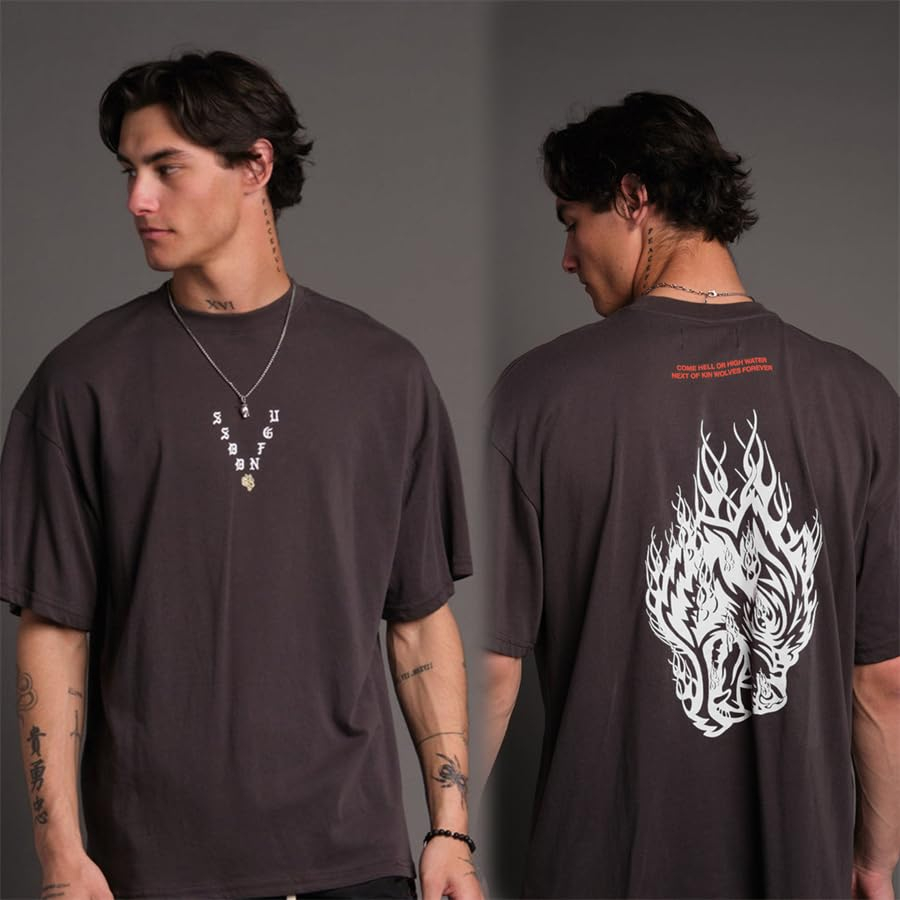 Klassisches Logo Flammen-Wolfs – Streetwear Gym Brand Bewertung und Preis