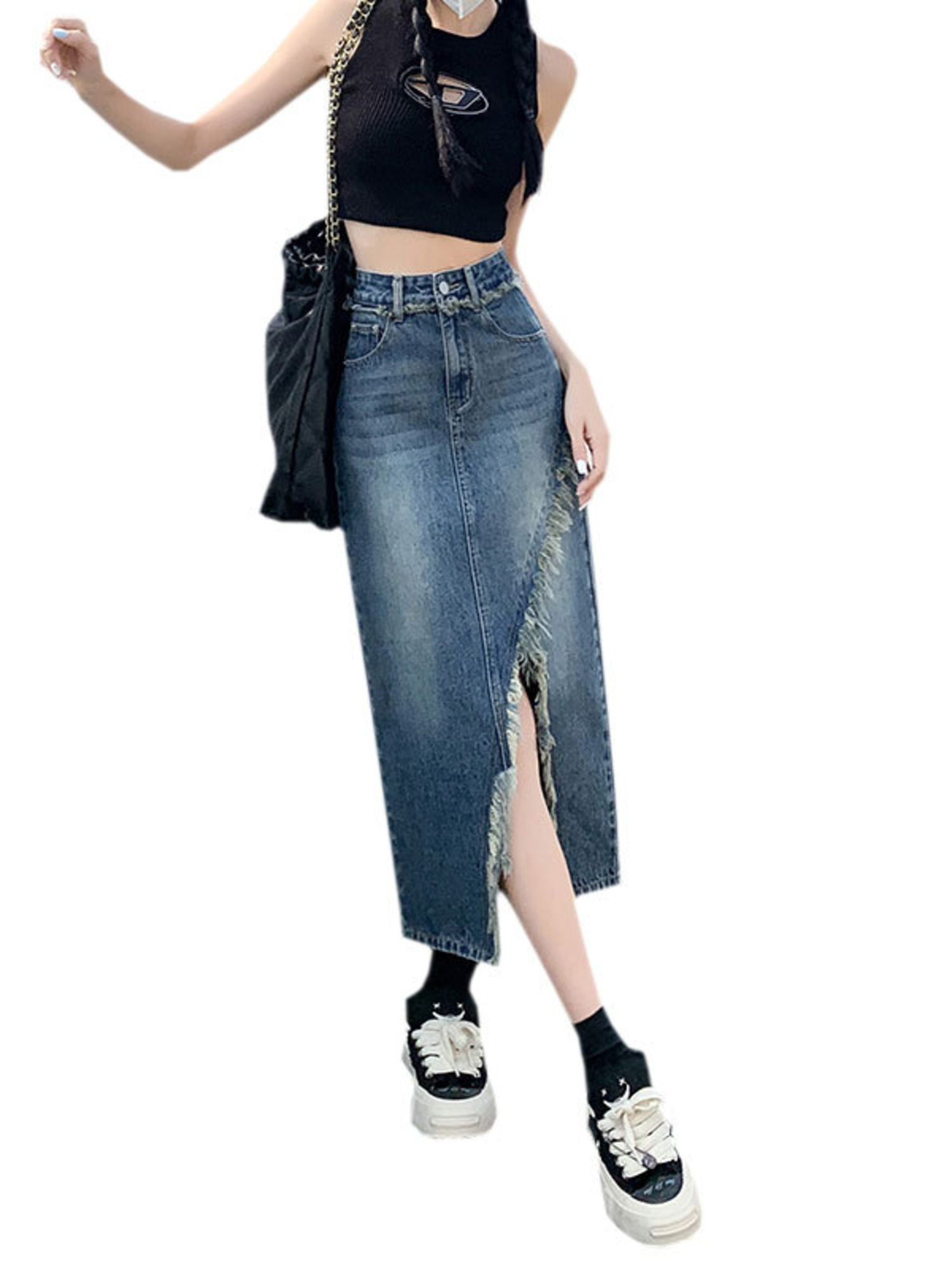 Damen-Jeansrock mit hoher Tail – Streetwear Brand Pants Bewertung und Preis