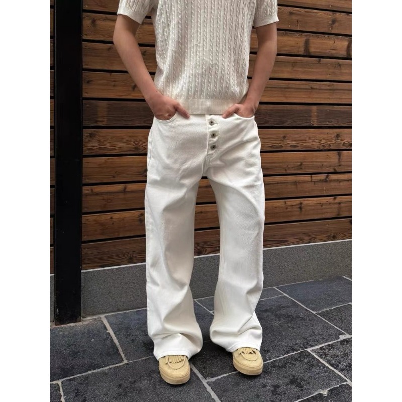 Weiße Herren-Jeans mit weitem  – Streetwear Brand Pants Bewertung und Preis