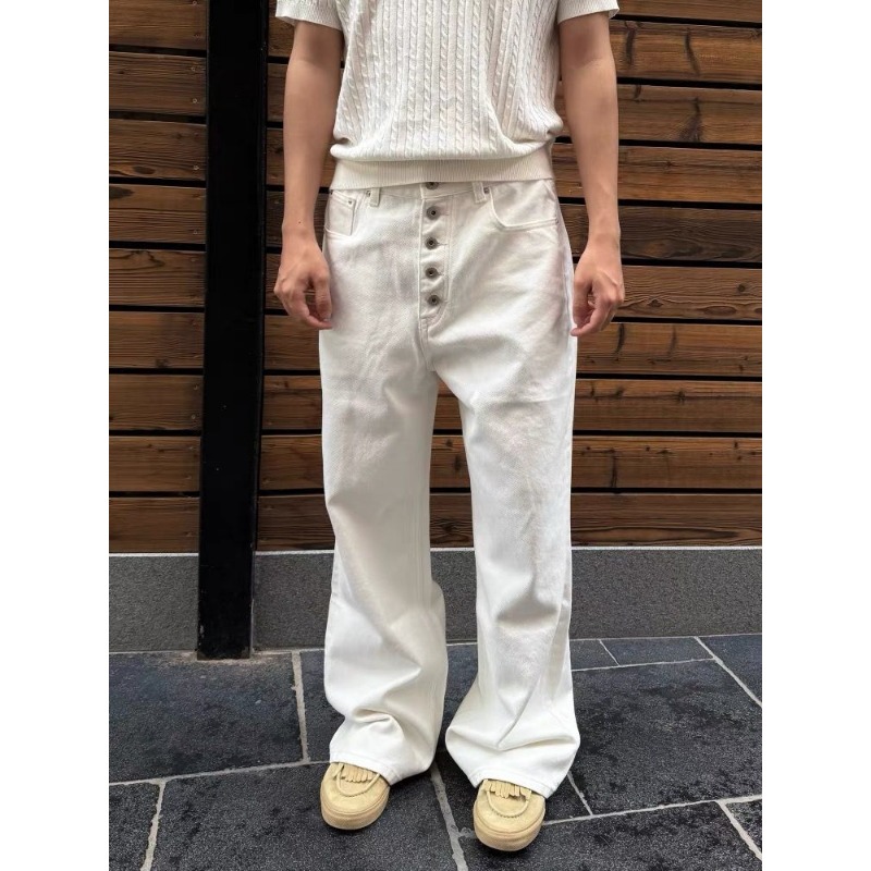 Weiße Herren-Jeans mit weitem  – Streetwear Brand Pants Bewertung und Preis
