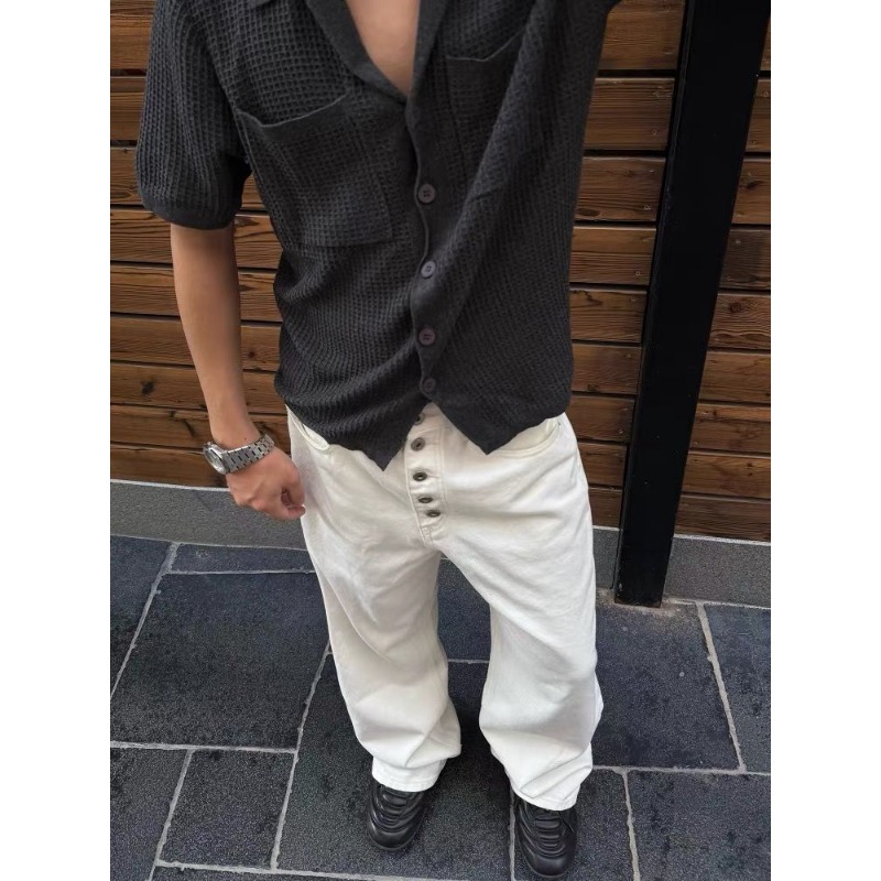 Weiße Herren-Jeans mit weitem  – Streetwear Brand Pants Bewertung und Preis